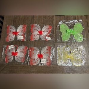 NEW 6 pairs of Infant Fairy Wings Red and White and Green Photography Props